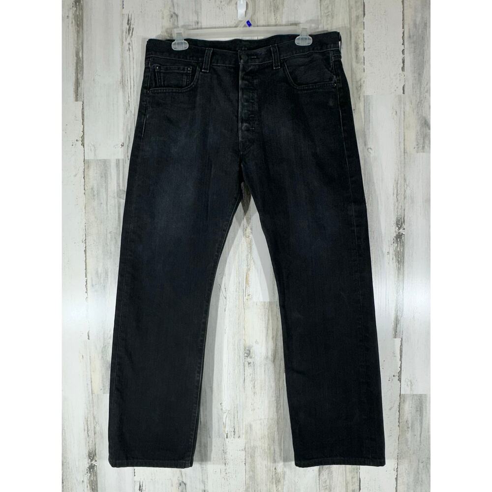 Levis 501 Mens Jeans Size 40x32 (39x31) Black Classic Fit Straight Leg READ